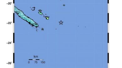 Nuova Caledonia, l'epicentro del terremoto. Foto ANSA